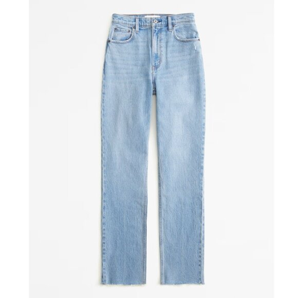 Abercrombie & Fitch Denim - Abercrombie & Fitch Ultra High Rise 90s Straight Jean, Medium with Raw Hem, 26R